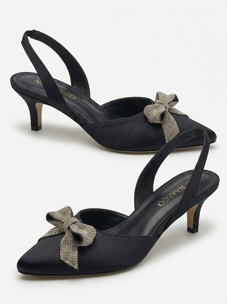 The Riva Kitten Heel - Midnight Black