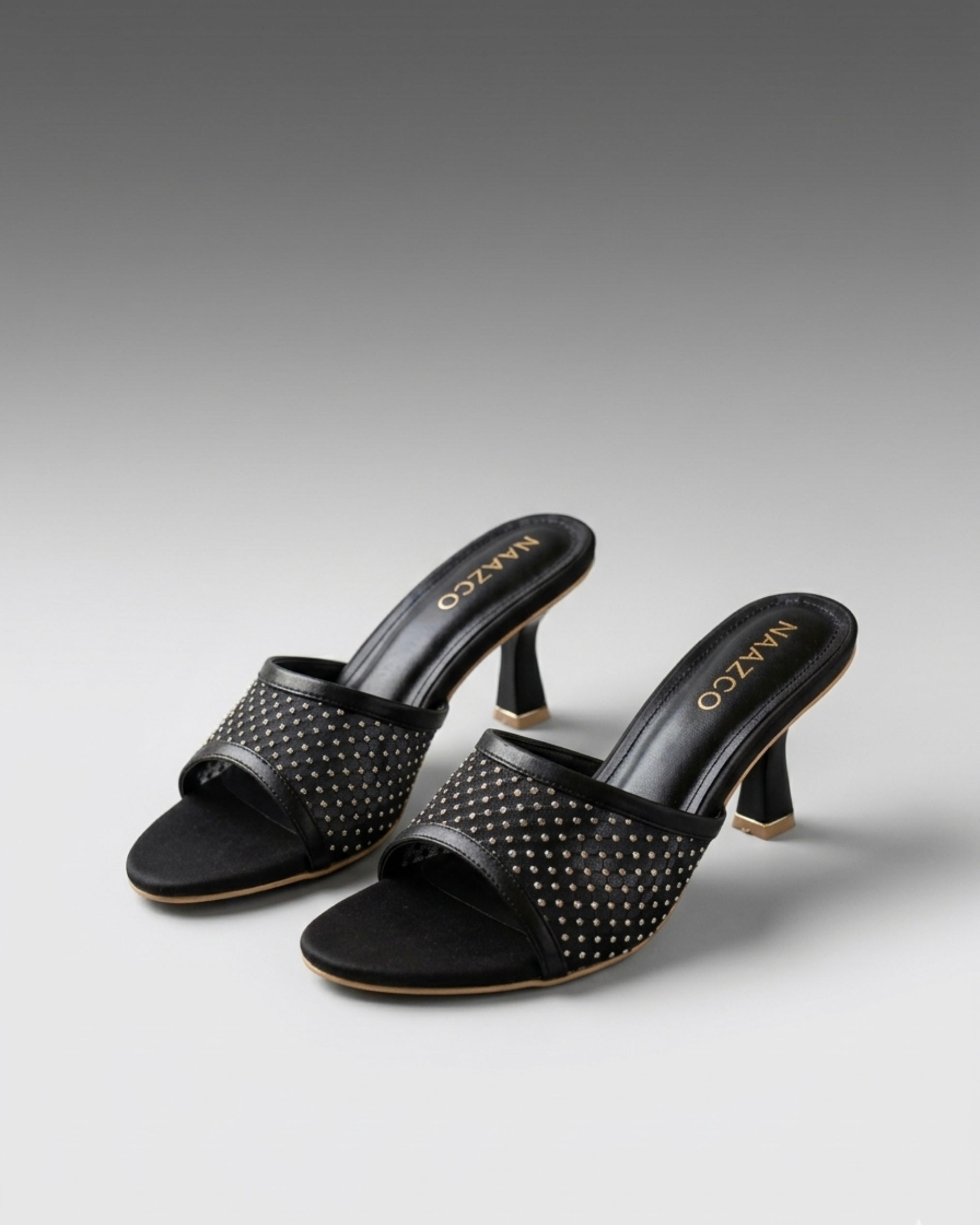 The Stella Embellished Heel Mule - Black