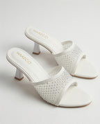 The Stella Embellished Heel Mule — Pearl White