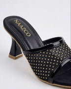 The Stella Embellished Heel Mule — Black